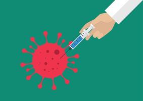 Hand injecting vaccine into the virus cell vector