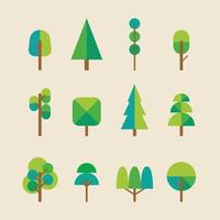 Trees collection in flat style vector