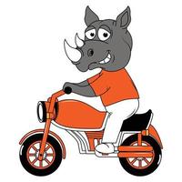 lindo animal de dibujos animados paseo en motocicleta vector