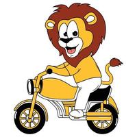 cute animal cartoon ride motorcycle vector