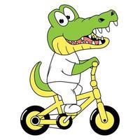 cute animal cartoon ride bicycle vector