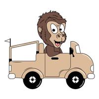 cute animal cartoon ride car vector