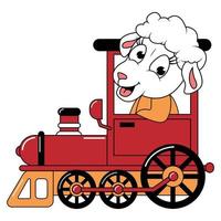 cute animal cartoon ride train vector