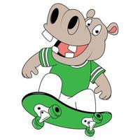 cute animal cartoon with skateboard vector