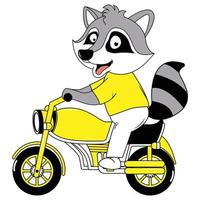 cute animal cartoon ride motorcycle vector