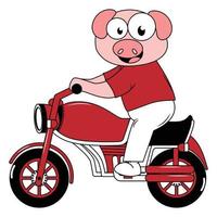 cute animal cartoon ride motorcycle vector