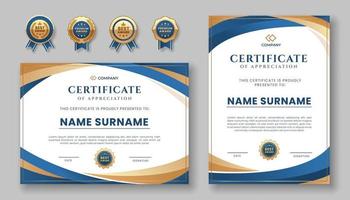 Certificate of Appreciation Template with Badges vector