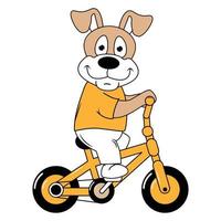 cute animal cartoon ride bicycle vector