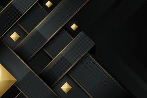 Black Abstract 3D Background with Gold Details vector