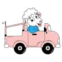 coche de paseo de dibujos animados de animales lindos vector