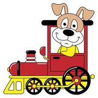 lindo animal de dibujos animados paseo en tren