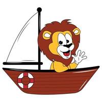 cute animal cartoon with boat vector