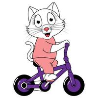 cute animal cartoon ride bicycle vector