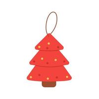 Christmas tree illustration. Christmas red christmas tree toy with string. vector