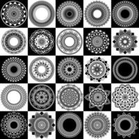 Mega set of black and white floral mandala designs vector illustration