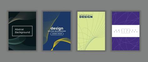 Set of abstract book covers with curved wavy lines vector