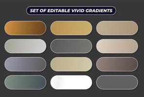 Set of bronze foil gradient textures template, Mettalic beige gradient illustration gradation for backgrounds, cover, frame, ribbon, banner, coin, label, flyer card poster. Vector template design