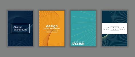 Creative cover design collection with curved wavy lines, abstract backgrounds vector
