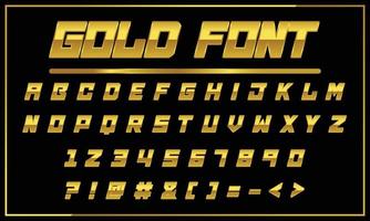 Gold font and bold alphabet vector, Creative golden letters and numbers typeface vector