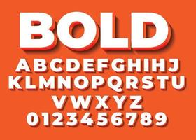 3D letters and numbers set, Bold font typeface, Orange and white uppercase alphabets, Illustrator text effect vector