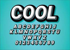 Cool blue color letters and numbers set vector