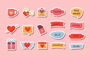 Valentine's Day Journal Sticker Set vector