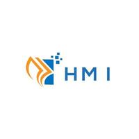 diseño de logotipo de contabilidad de reparación de crédito hmi sobre fondo blanco. concepto de logotipo de letra de gráfico de crecimiento de iniciales creativas hmi. diseño del logotipo de finanzas empresariales hmi. vector