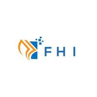 diseño de logotipo de contabilidad de reparación de crédito fhi sobre fondo blanco. fhi creative iniciales gráfico de crecimiento letra logo concepto. diseño del logotipo de finanzas empresariales fhi. vector