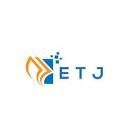 diseño de logotipo de contabilidad de reparación de crédito etj sobre fondo blanco. etj creative iniciales gráfico de crecimiento letra logo concepto. diseño del logotipo de finanzas empresariales etj. vector