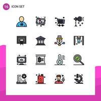 Pictogram Set of 16 Simple Flat Color Filled Lines of studio light lightning cart light checkout Editable Creative Vector Design Elements