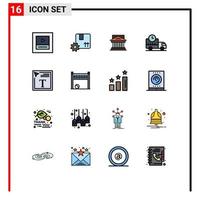 conjunto de 16 iconos modernos de la interfaz de usuario símbolos signos para entrega urgente arquitectura propiedad gobierno elementos de diseño de vectores creativos editables