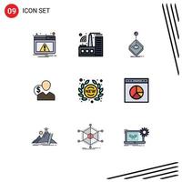 Pack of 9 Modern Filledline Flat Colors Signs and Symbols for Web Print Media such as money employee game costs client Editable Vector Design Elements