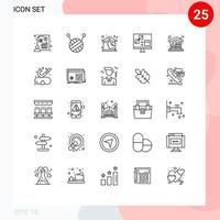 25 Universal Lines Set for Web and Mobile Applications money home mortgage roof coins develop Editable Vector Design Elements