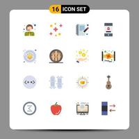 Pictogram Set of 16 Simple Flat Colors of dinner gluten edit allergens security Editable Pack of Creative Vector Design Elements