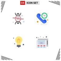 Set of 4 Vector Flat Icons on Grid for adn idea medical contact mockup design Editable Vector Design Elements