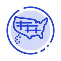 Map States United Usa Blue Dotted Line Line Icon vector