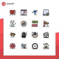 Flat Color Filled Line Pack of 16 Universal Symbols of ui sand up clock drive Editable Creative Vector Design Elements