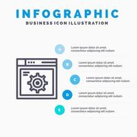 Web Setting Gear Internet Blue Infographics Template 5 Steps Vector Line Icon template