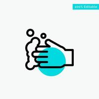 Cleaning Hand Soap Wash turquoise highlight circle point Vector icon