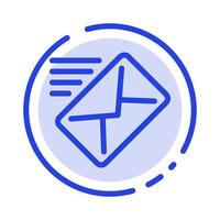 correo electrónico mensaje de correo enviado línea punteada azul icono de línea vector