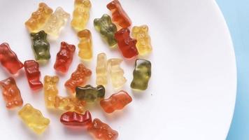 Gummy bear candy on plate video