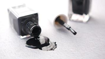 Black nail polish spilled on white surface video