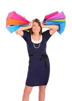 mujer con coloridas bolsas de compras foto