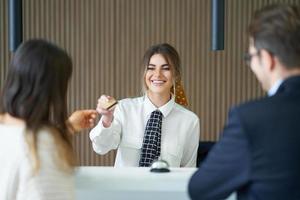 Receptionist working in a hotel photo