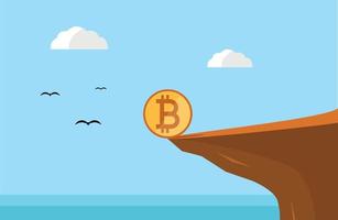 Bitcoin on the edge of the cliff vector