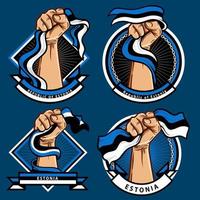 fist hands with estonia flag illustration vector