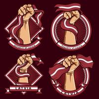 fist hands with latvia flag illustration vector