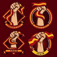 fist hands with spain flag illustration vector