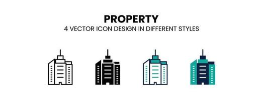 Property icon in outline, thin line, solid, filled and flat style. Vector illustration of two colored and black property vector icons designs can be used for mobile, ui, web