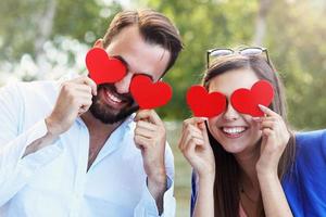 Romantic couple in cafe photo